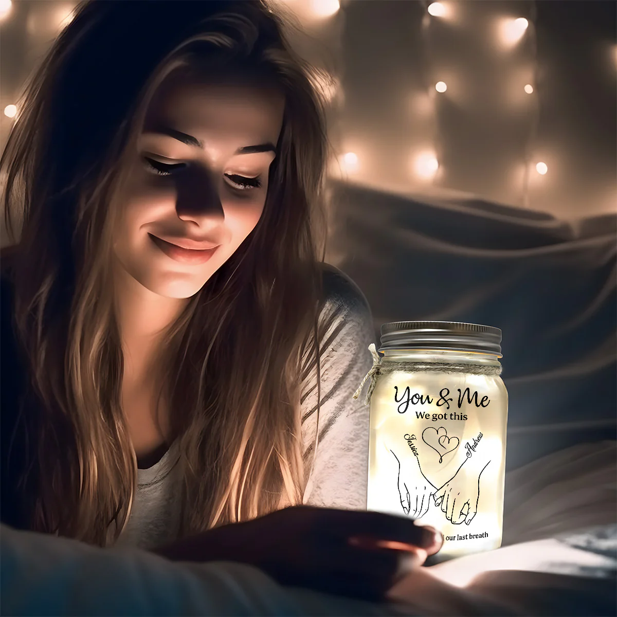 You & Me We Got This - Personalized Mason Jar Light - Image 3