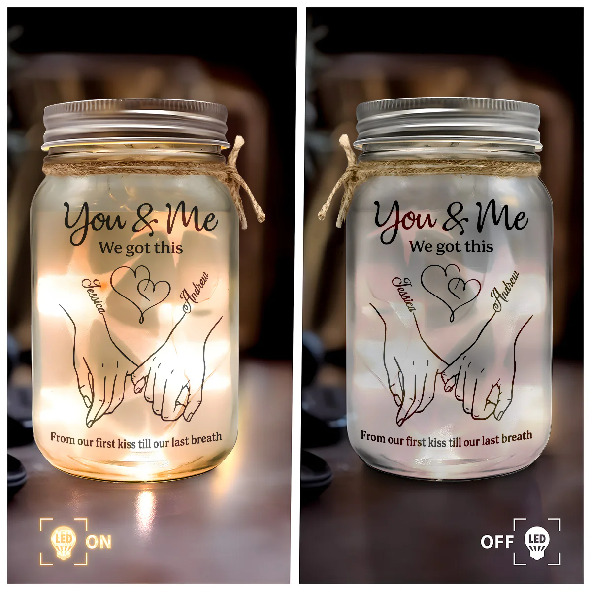 You & Me We Got This - Personalized Mason Jar Light - Image 4
