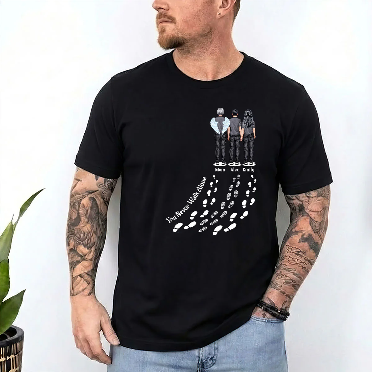 You Never Walk Alone - For Loss Of Loved Ones Memorial - Personalized Shirt With Design Inner Neck - Image 3