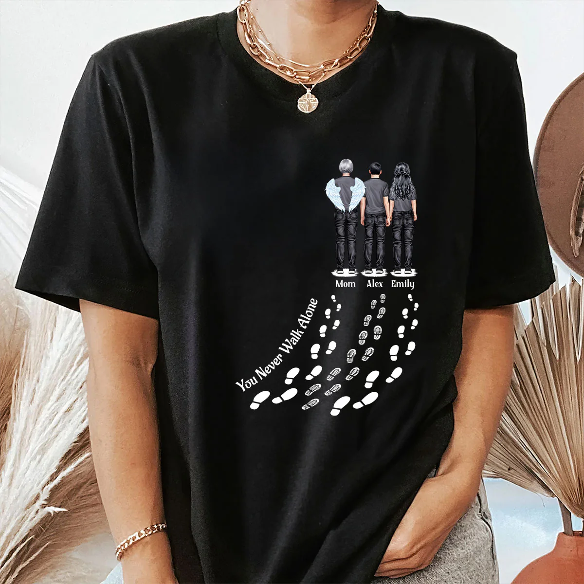 You Never Walk Alone - For Loss Of Loved Ones Memorial - Personalized Shirt With Design Inner Neck - Image 4