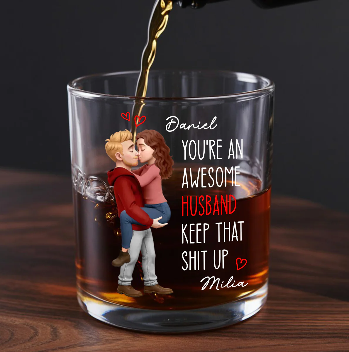 You're An Awesome Husband - Personalized Round Whiskey Glass - Image 7