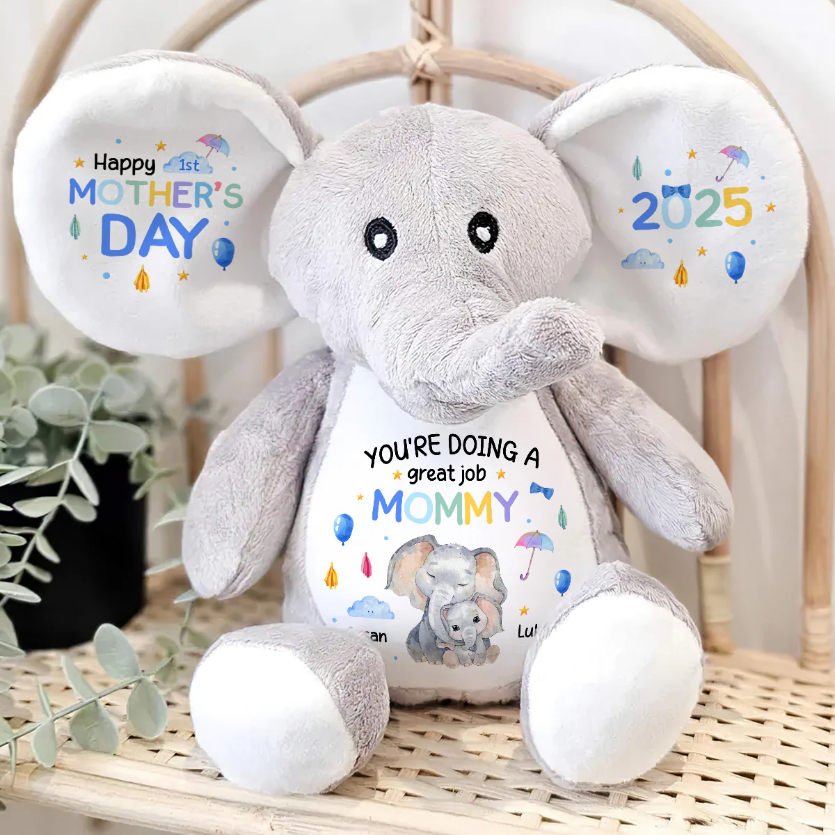 You're Doing A Great Job Mommy - Personalized Stuffed Elephant - Image 4