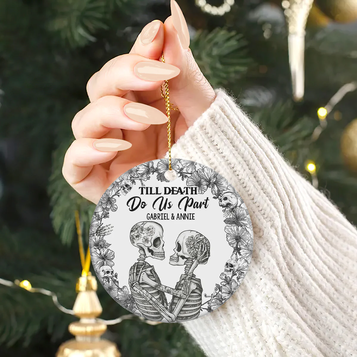 You're My Favorite Weirdo - Personalized Round Shaped Ceramic Ornament - Image 3