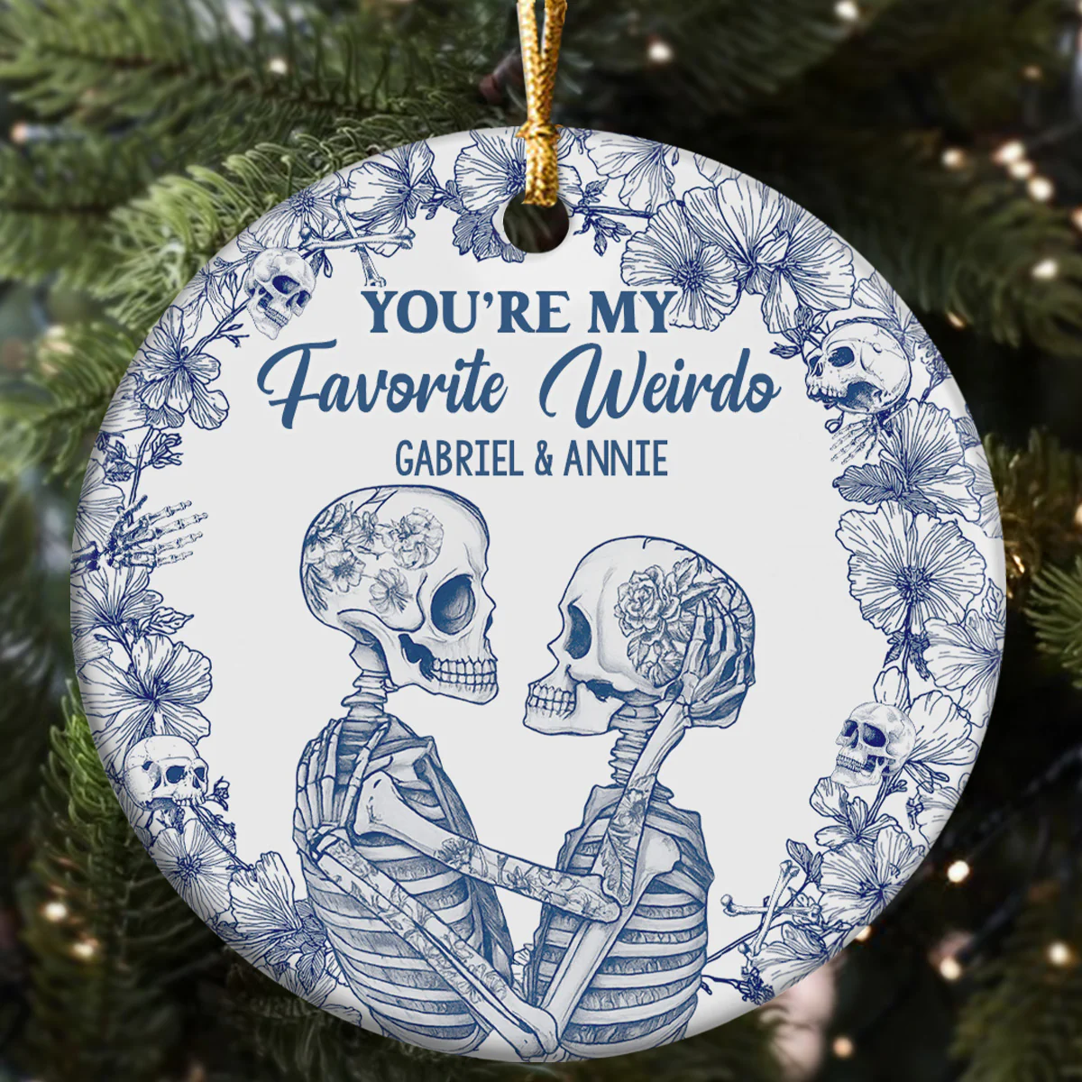 You're My Favorite Weirdo - Personalized Round Shaped Ceramic Ornament - Image 4