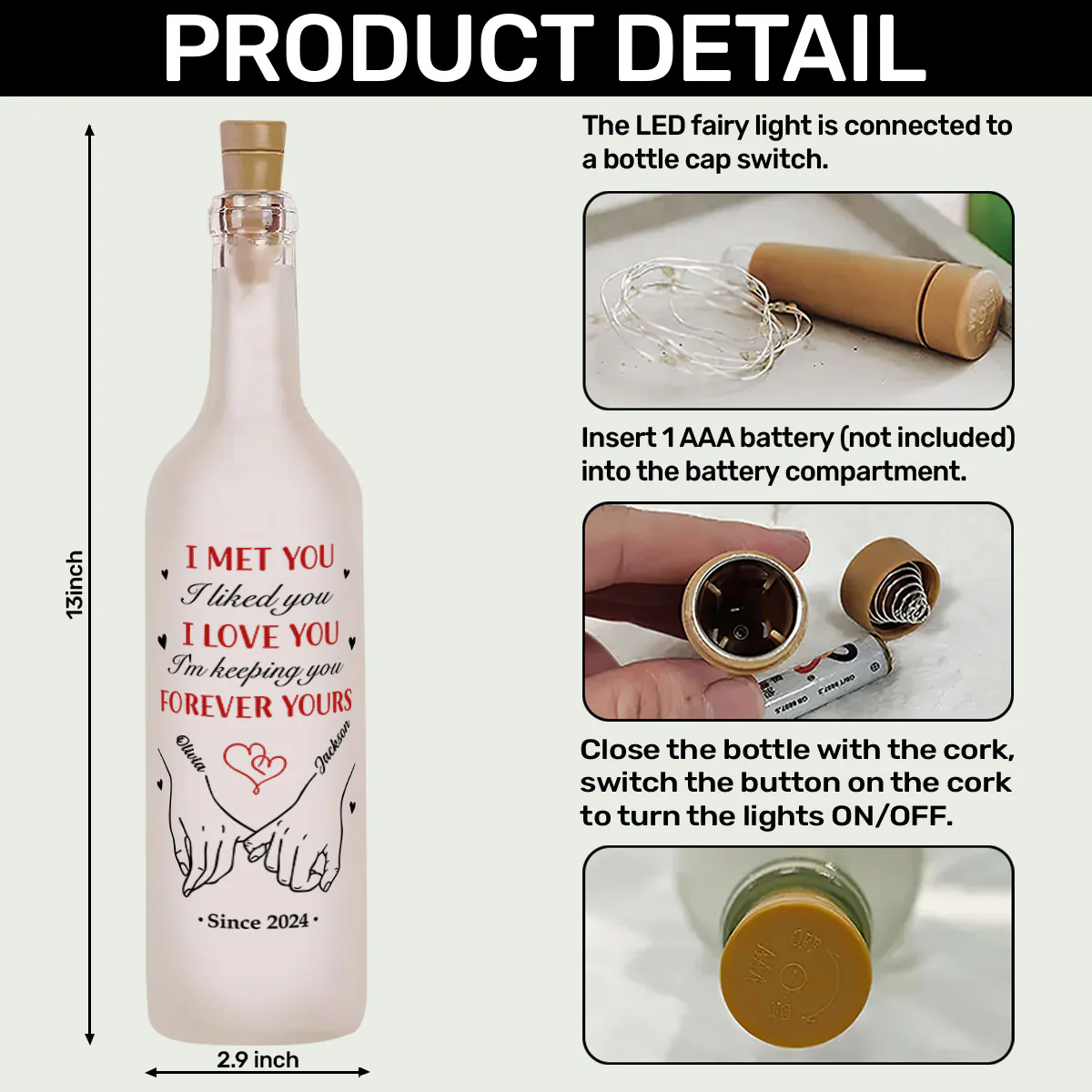 You're My Happy Place - Personalized Bottle Lamp - Image 6