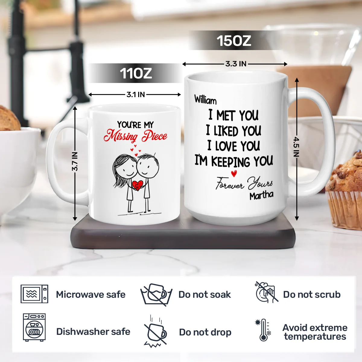 You're My Missing Piece - Personalized Ceramic Coffee Mug - Image 4