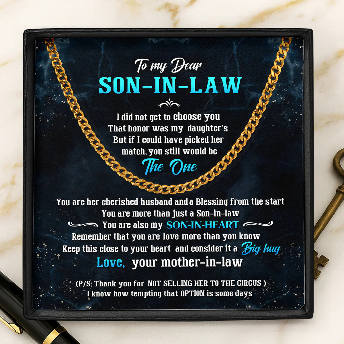 You're My Son-In-Heart - Personalized Men's Cuban Link Chain