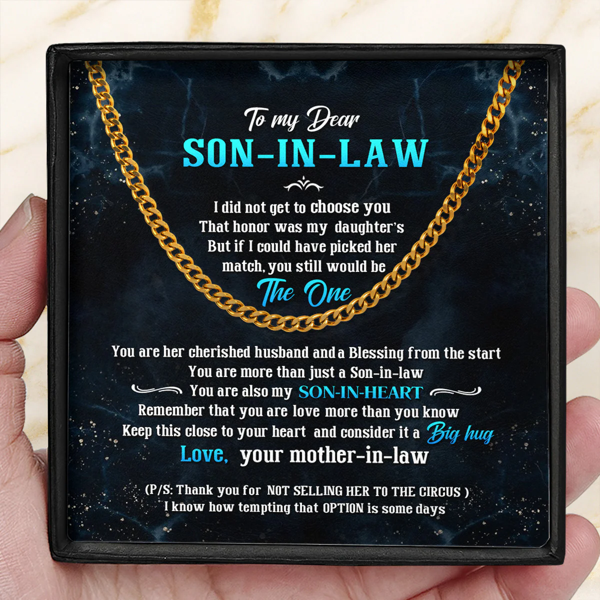You're My Son-In-Heart - Personalized Men's Cuban Link Chain - Image 4