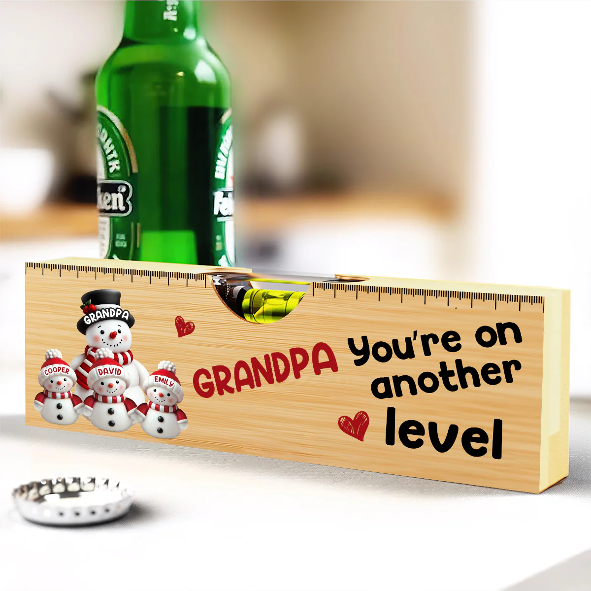 You’re On Another Level - Personalized Wooden Spirit Level Bottle Opener - Image 2