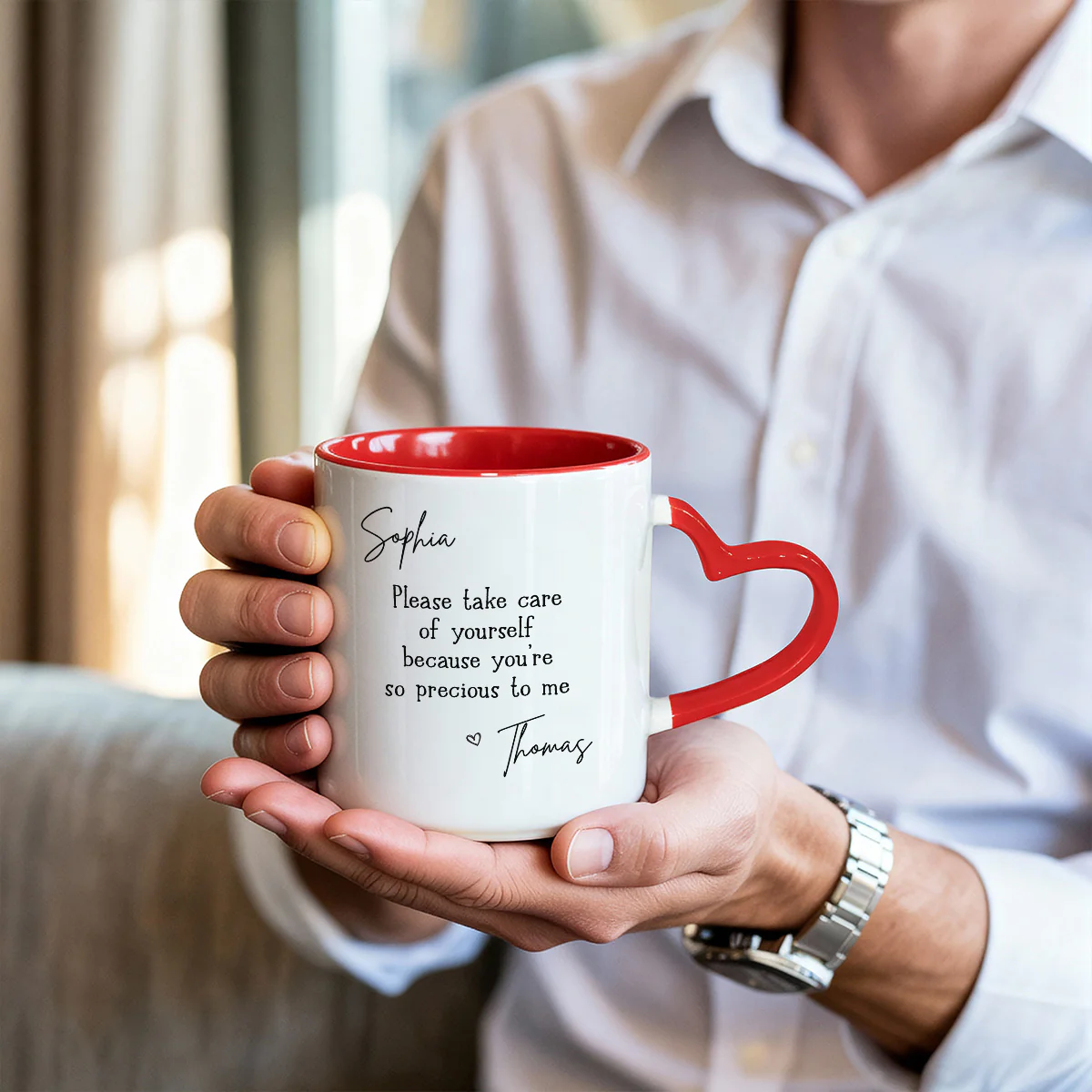You're So Precious To Me - Personalized Heart Handle Mug - Image 3