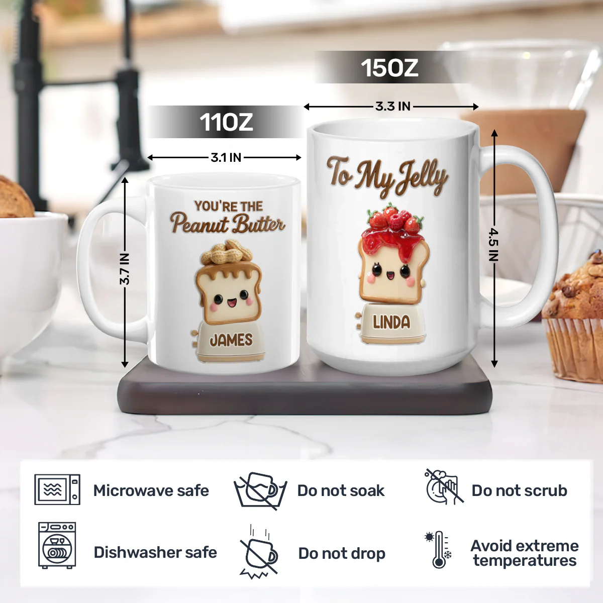 You're The Peanut Butter To My Jelly - Personalized Ceramic Coffee Mug - Image 7