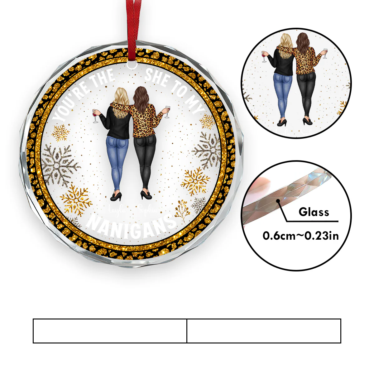 You're The She To My Nanigans - Personalized Round Shaped Glass Ornament - Image 5