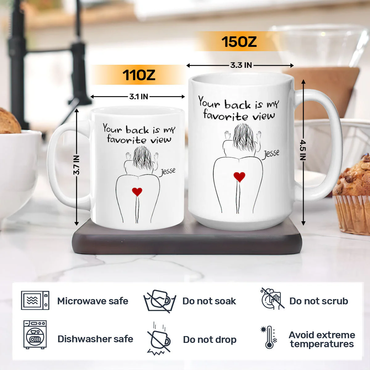 Your Back Is My Favorite View - Personalized Mug - Image 3