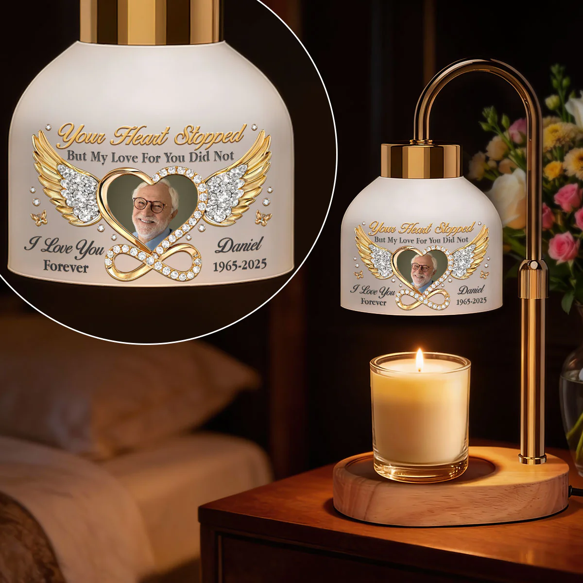 Your Heart Stopped But My Love For You Did Not - Personalized Candle Warmer Lamp