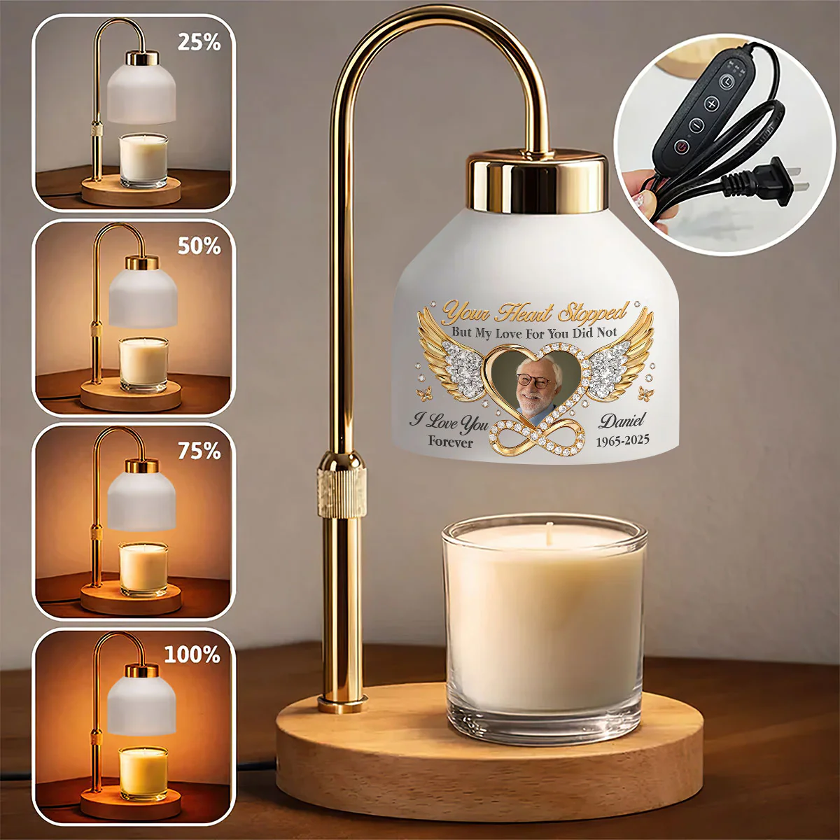 Your Heart Stopped But My Love For You Did Not - Personalized Candle Warmer Lamp - Image 6