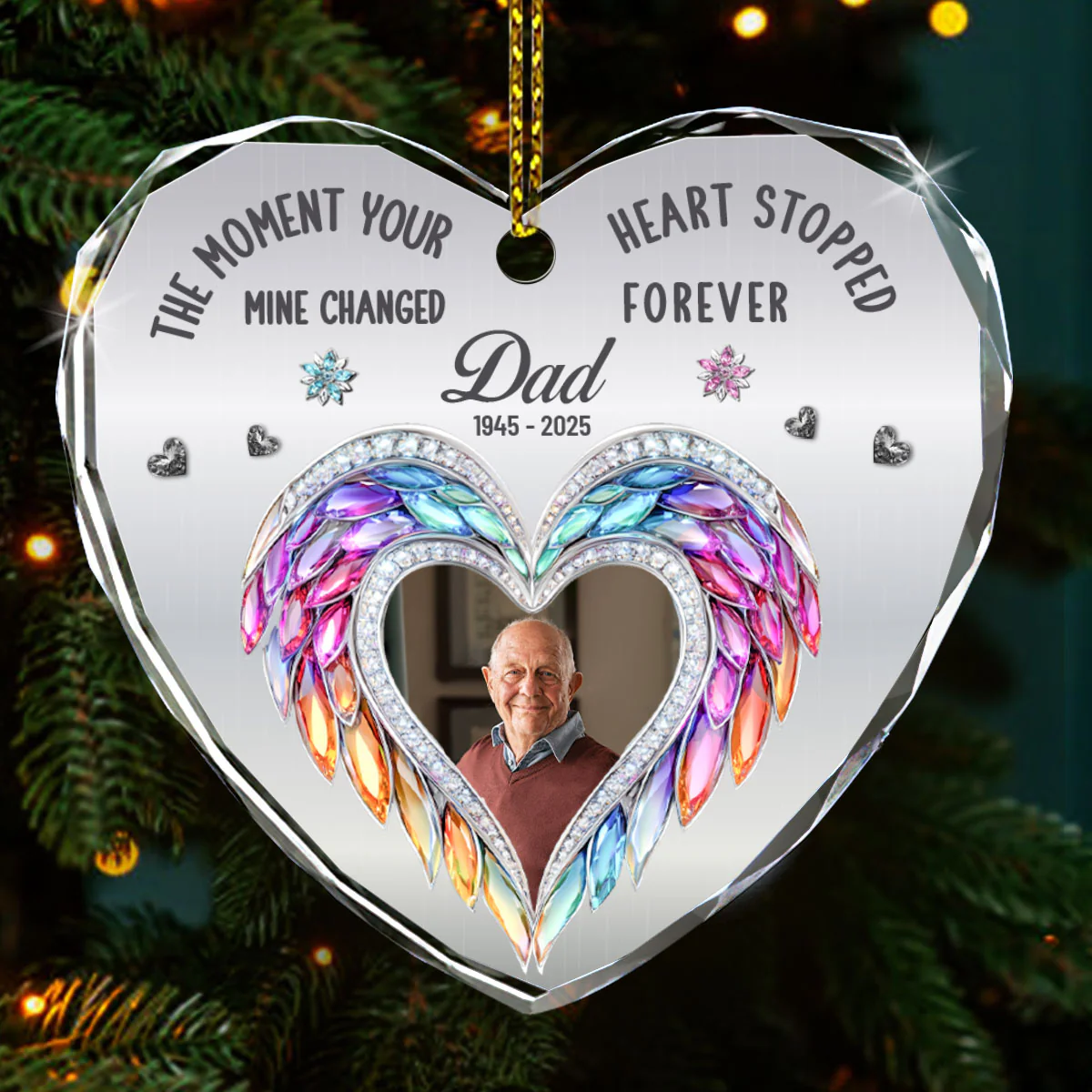 Your Heart Stopped But My Love For You Did Not - Personalized Heart Shaped Glass Ornament - Image 3