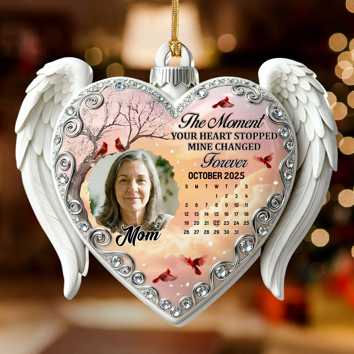 Your Heart Stopped Mine Changed Forever - Personalized 1-Layer Acrylic Ornament - Image 2