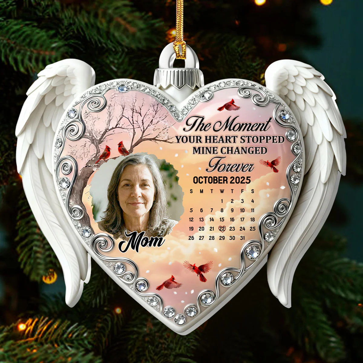 Your Heart Stopped Mine Changed Forever - Personalized 1-Layer Acrylic Ornament - Image 3