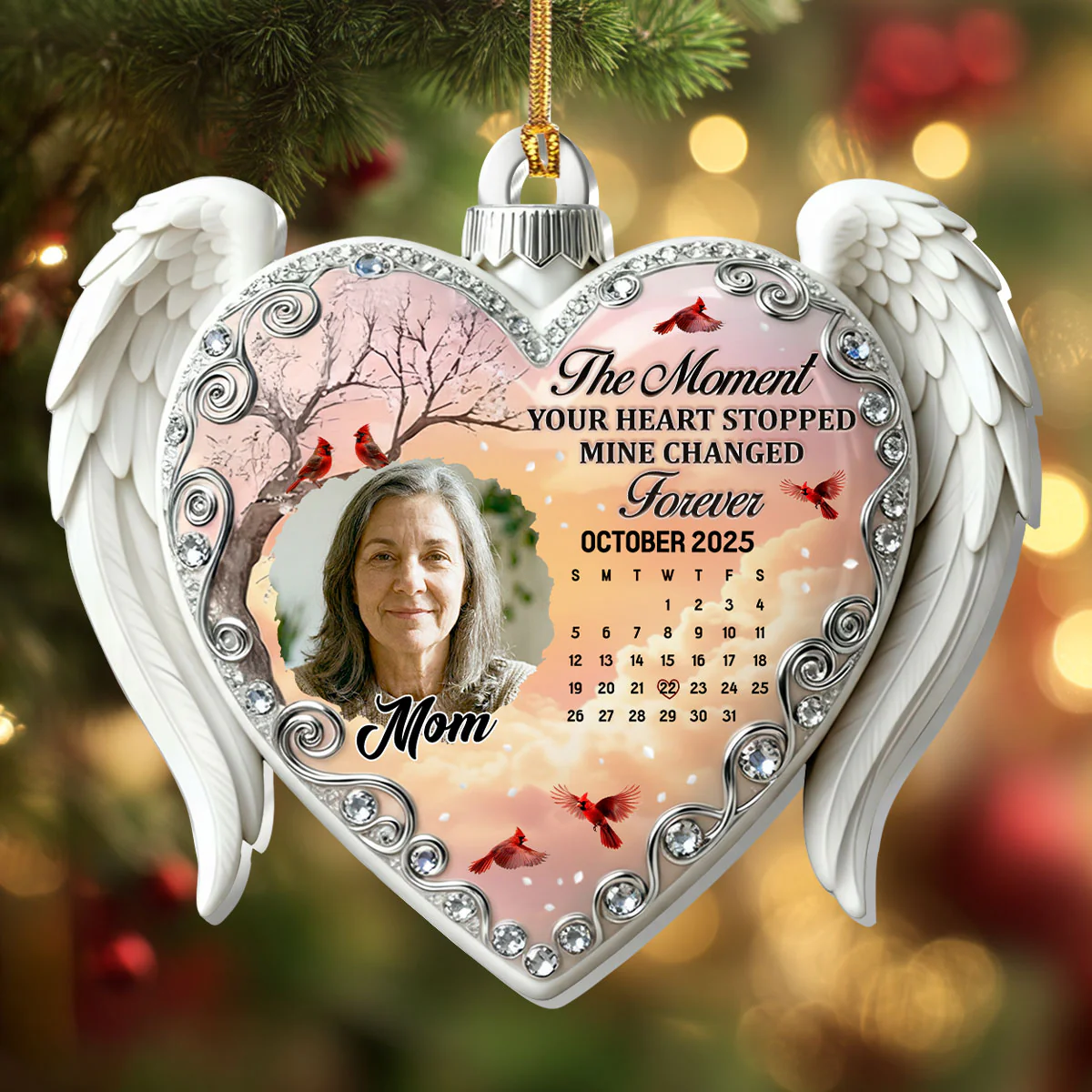 Your Heart Stopped Mine Changed Forever - Personalized 1-Layer Acrylic Ornament - Image 4