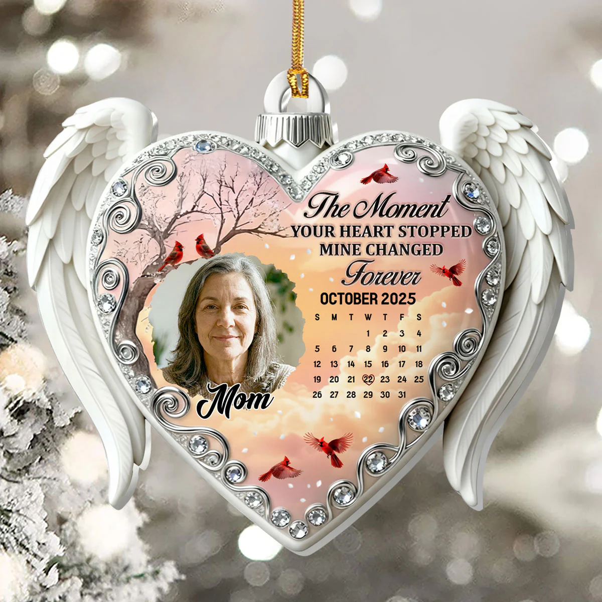 Your Heart Stopped Mine Changed Forever - Personalized 1-Layer Acrylic Ornament - Image 5