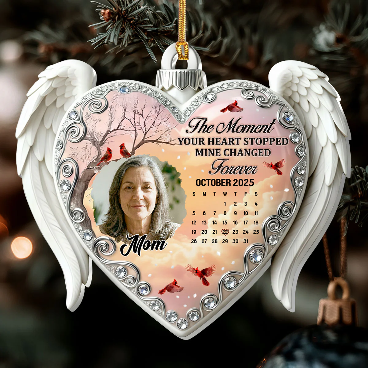 Your Heart Stopped Mine Changed Forever - Personalized 1-Layer Acrylic Ornament - Image 6