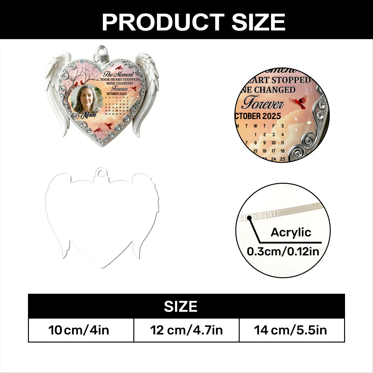 Your Heart Stopped Mine Changed Forever - Personalized 1-Layer Acrylic Ornament - Image 7