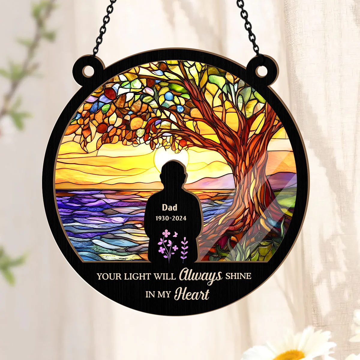 Your Light Will Always Shine In My Heart - Personalized Window Hanging Suncatcher - Image 3