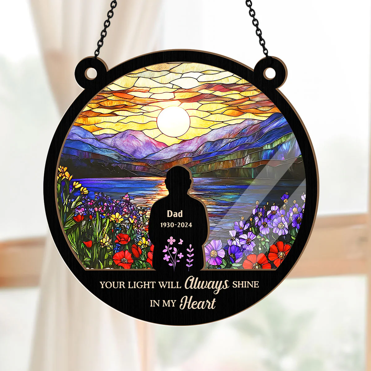 Your Light Will Always Shine In My Heart - Personalized Window Hanging Suncatcher - Image 5