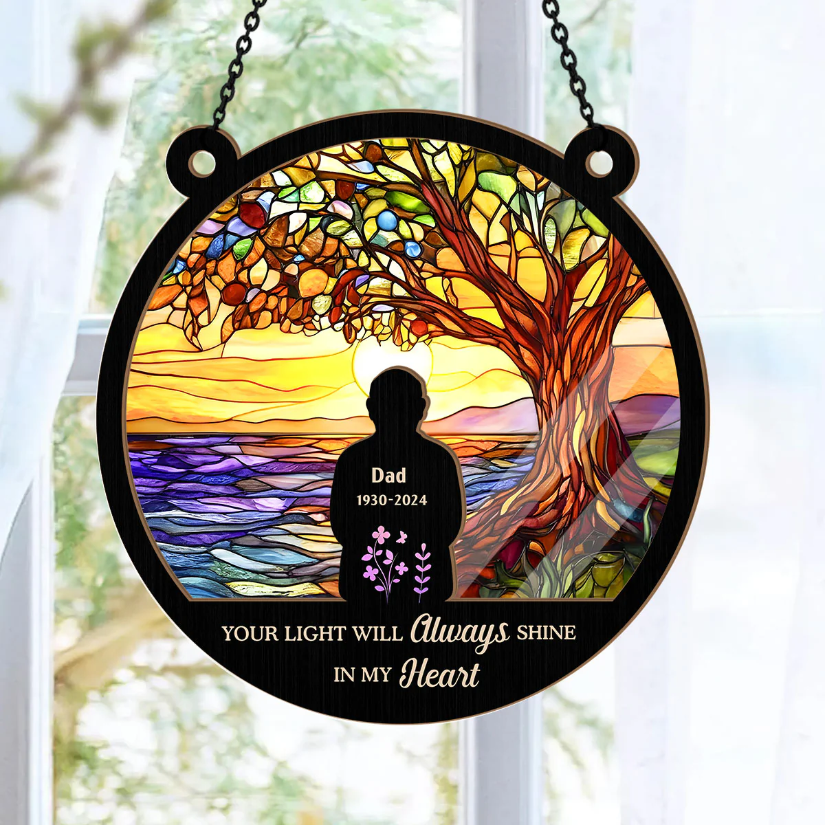 Your Light Will Always Shine In My Heart - Personalized Window Hanging Suncatcher - Image 6