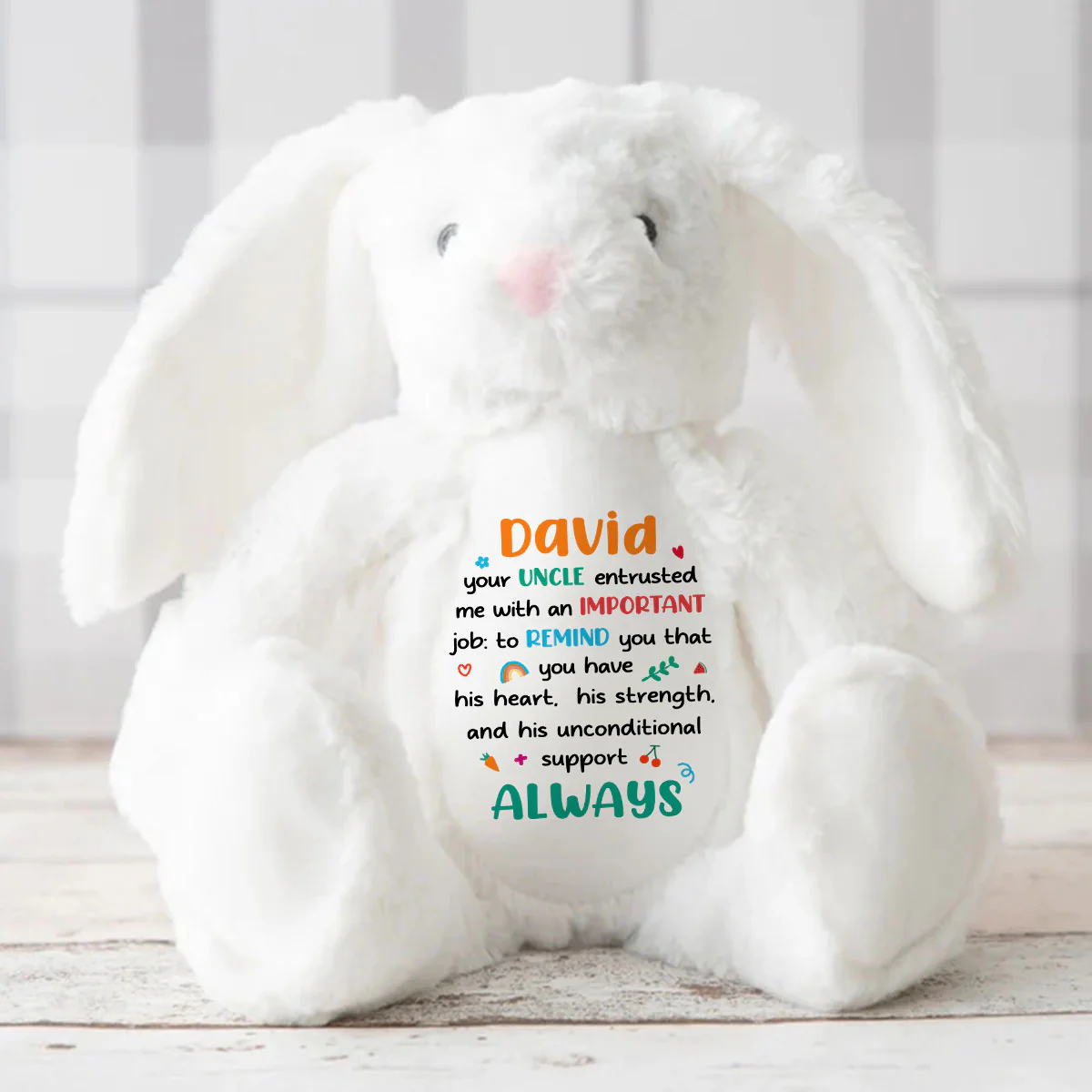 Your Uncle Trusted Me - Personalized Stuffed Bunny - Image 3