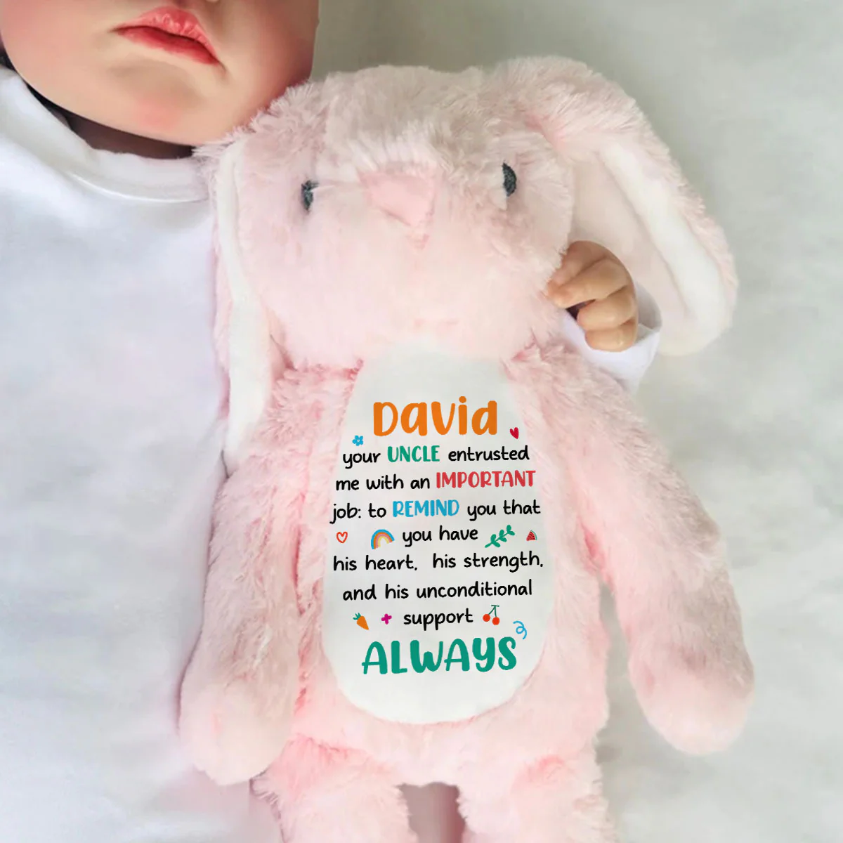 Your Uncle Trusted Me - Personalized Stuffed Bunny - Image 6