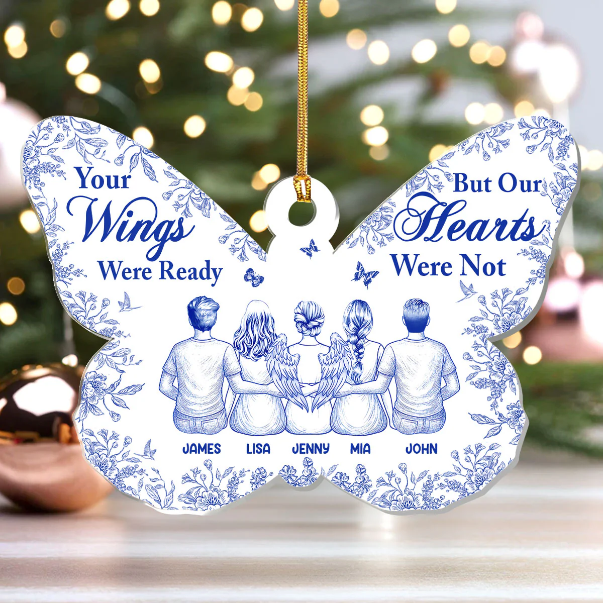 Your Wings Were Ready But My Heart Was Not - Personalized 1-Layer Acrylic Ornament - Image 4