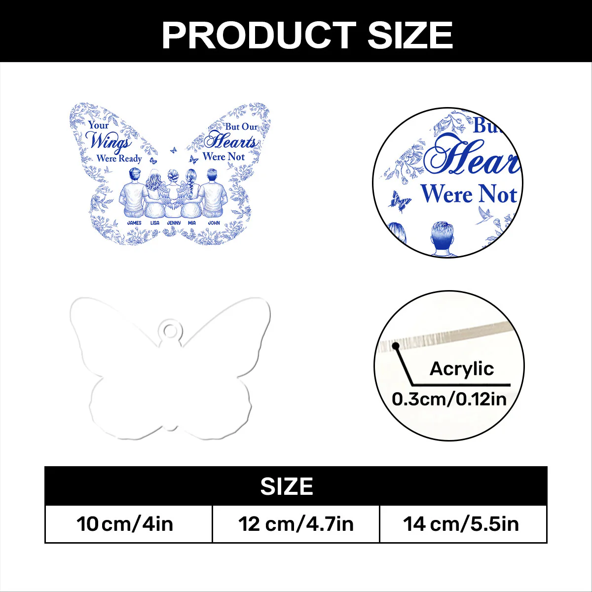 Your Wings Were Ready But My Heart Was Not - Personalized 1-Layer Acrylic Ornament - Image 7