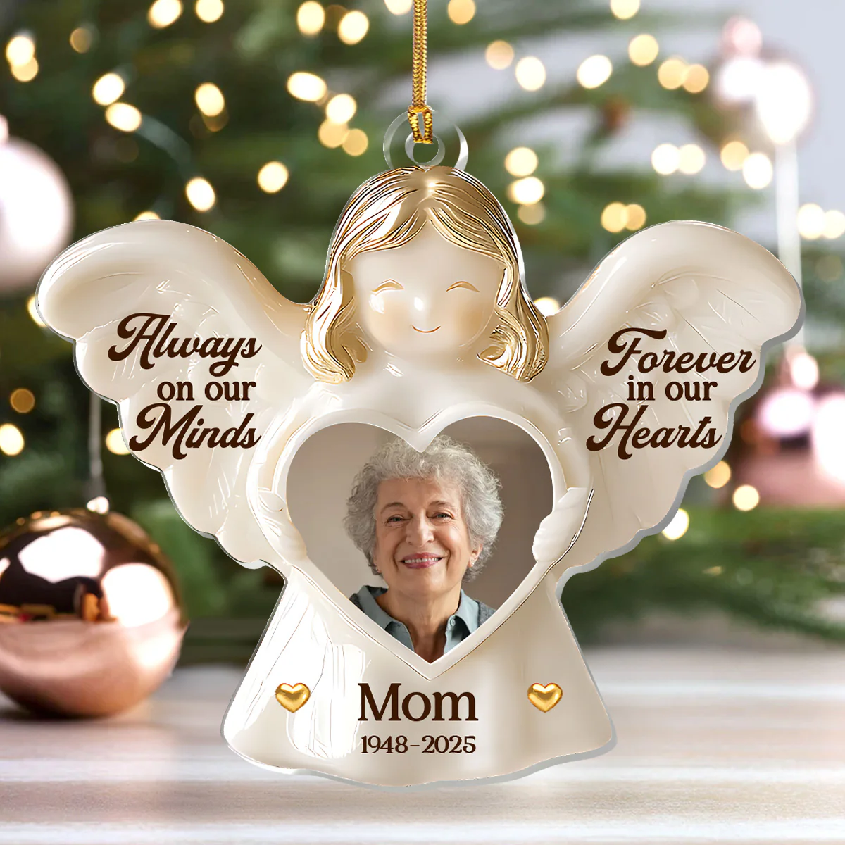 Your Wings Were Ready But My Heart Was Not - Personalized 1-Layer Acrylic Ornament - Image 4