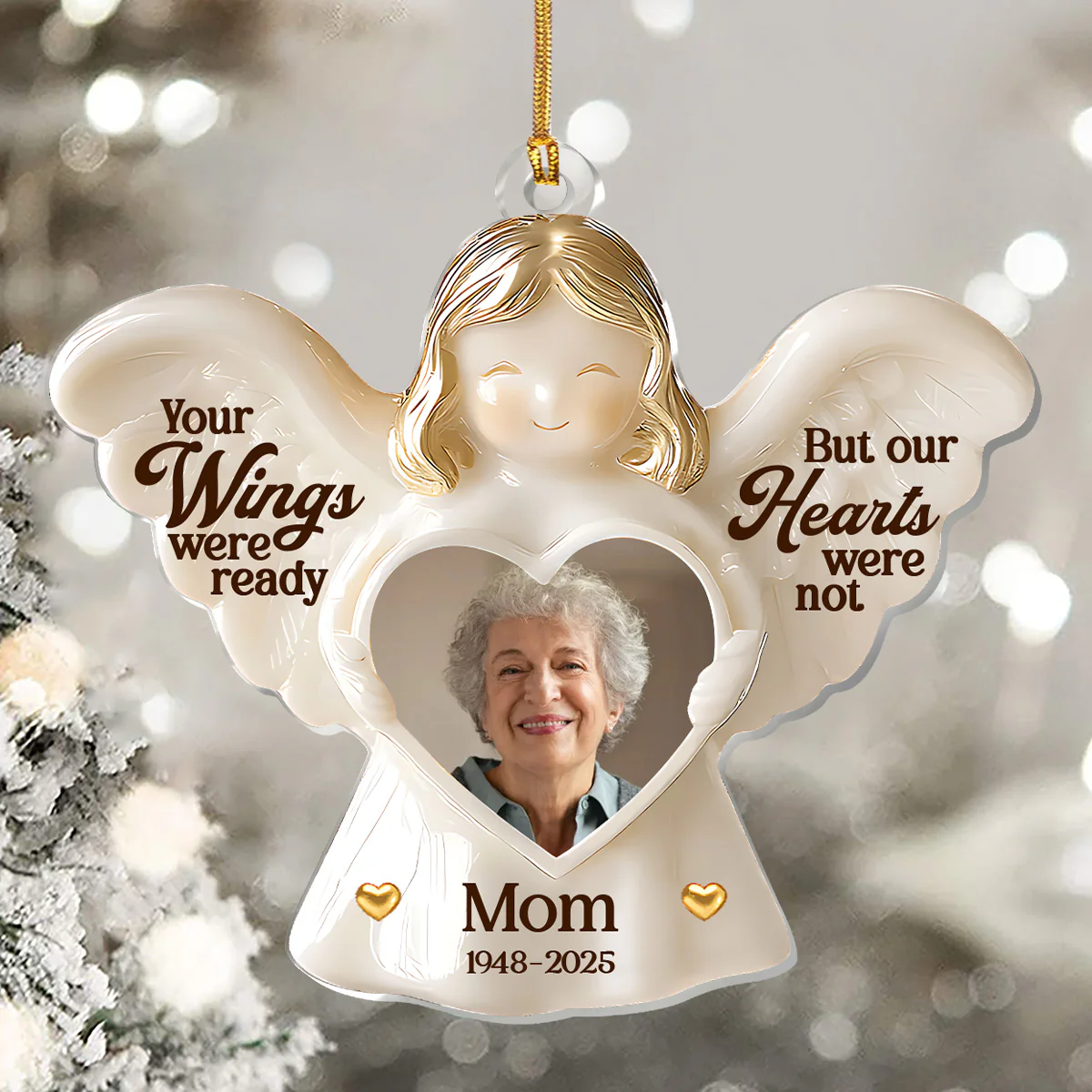 Your Wings Were Ready But My Heart Was Not - Personalized 1-Layer Acrylic Ornament - Image 5