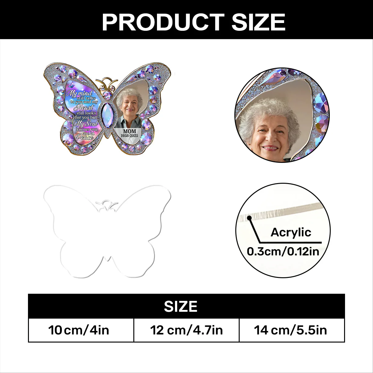 Your Wings Were Ready But My Heart Was Not - Personalized 1-Layer Acrylic Ornament - Image 7