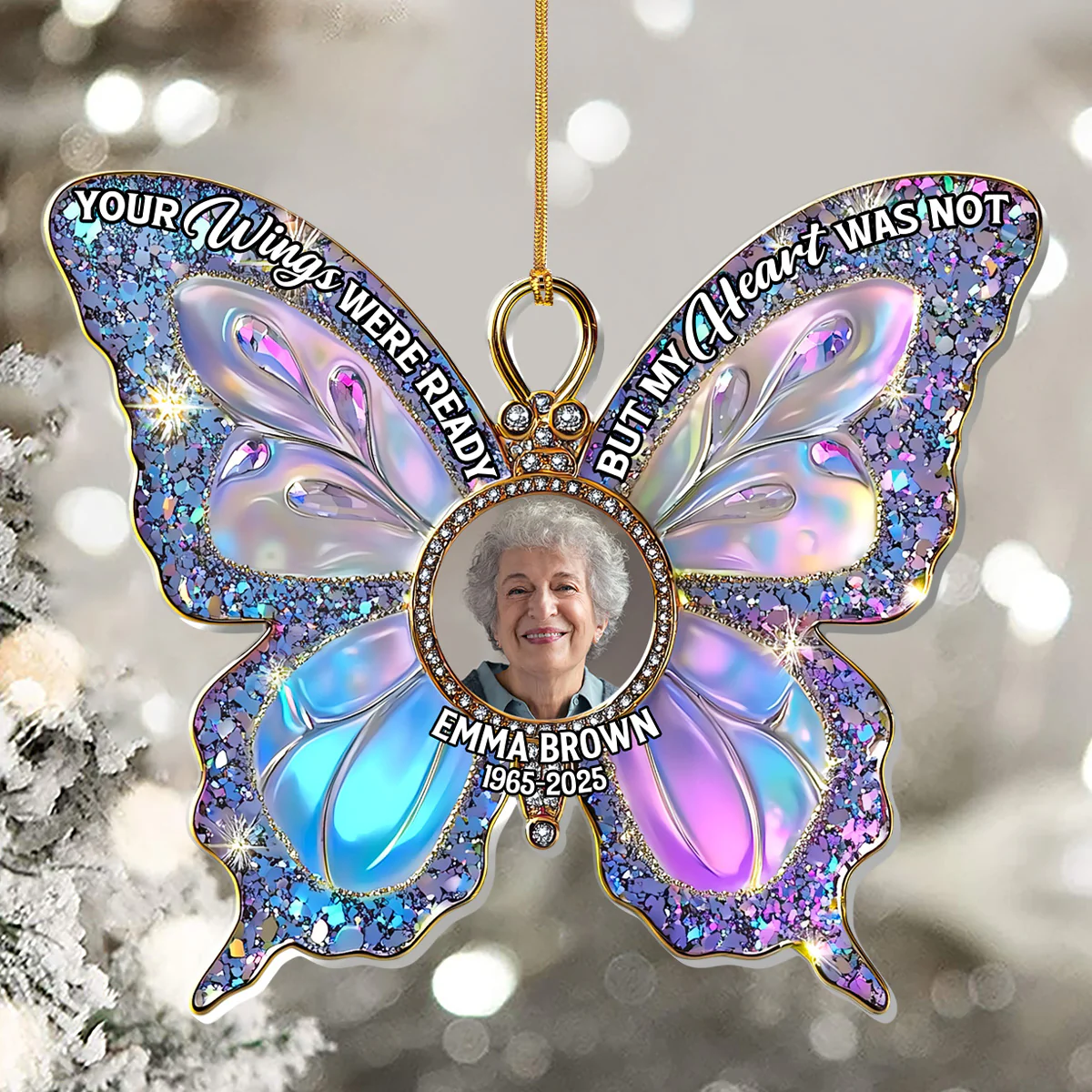 Your Wings Were Ready But My Heart Was Not - Personalized 1-Layer Acrylic Ornament - Image 4