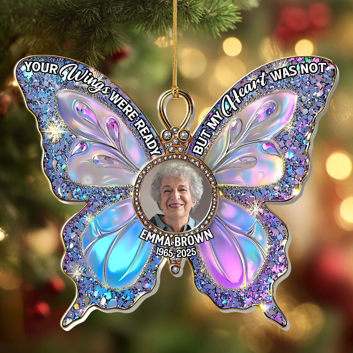 Your Wings Were Ready But My Heart Was Not - Personalized 1-Layer Acrylic Ornament - Image 5