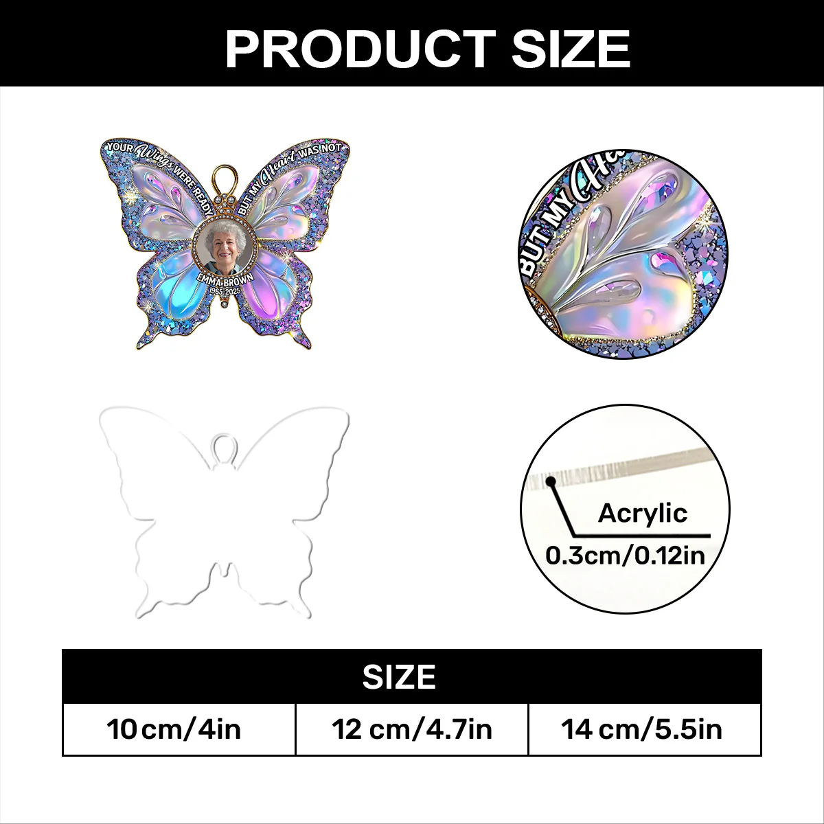 Your Wings Were Ready But My Heart Was Not - Personalized 1-Layer Acrylic Ornament - Image 6