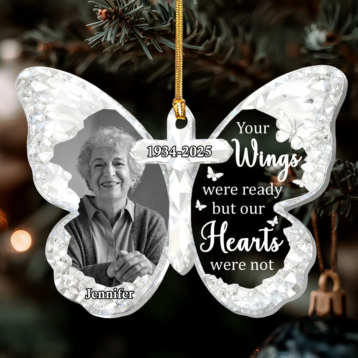 Your Wings Were Ready But My Heart Was Not - Personalized 1-Layer Acrylic Ornament - Image 6
