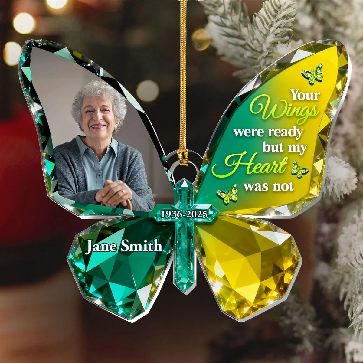 Your Wings Were Ready But My Heart Was Not - Personalized 1-Layer Acrylic Ornament - Image 6