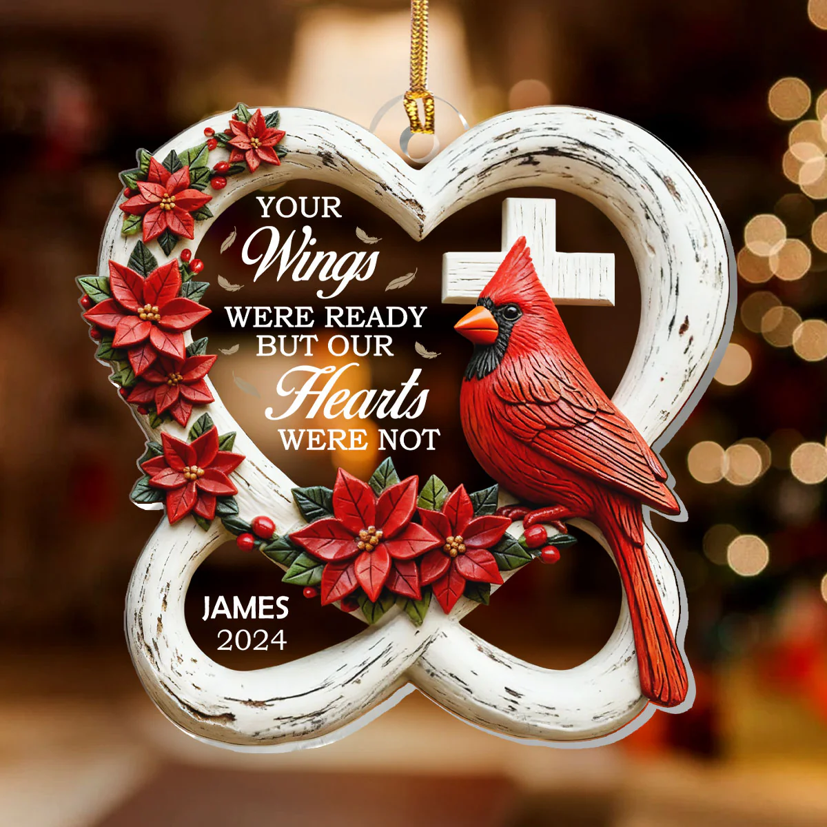 Your Wings Were Ready But My Heart Was Not - Personalized 1-Layer Acrylic Ornament - Image 2