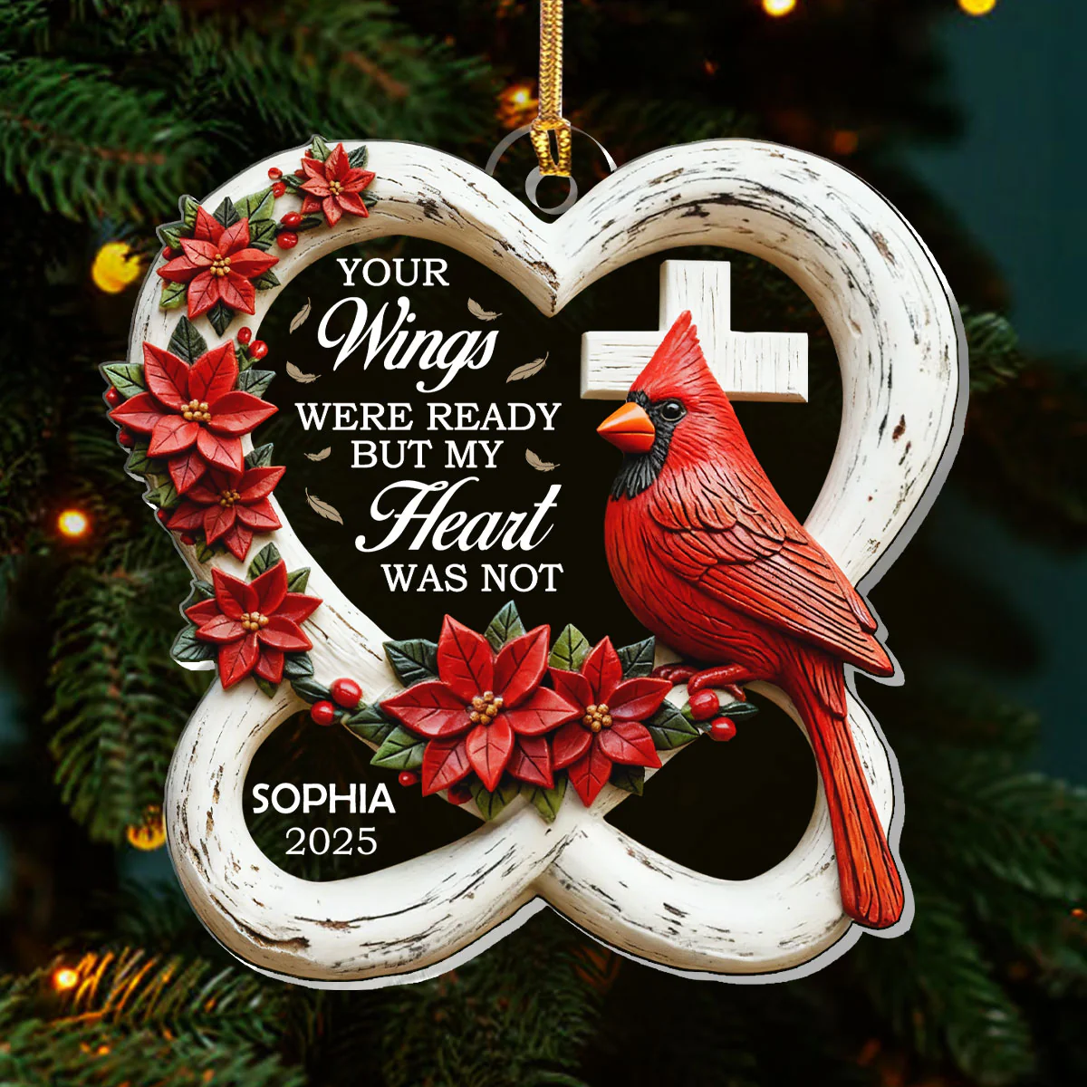 Your Wings Were Ready But My Heart Was Not - Personalized 1-Layer Acrylic Ornament - Image 3