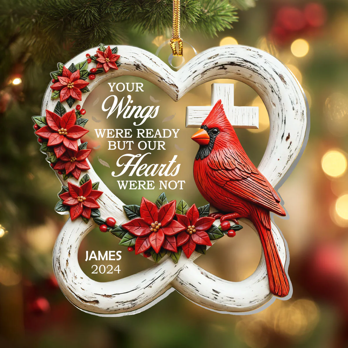 Your Wings Were Ready But My Heart Was Not - Personalized 1-Layer Acrylic Ornament - Image 4