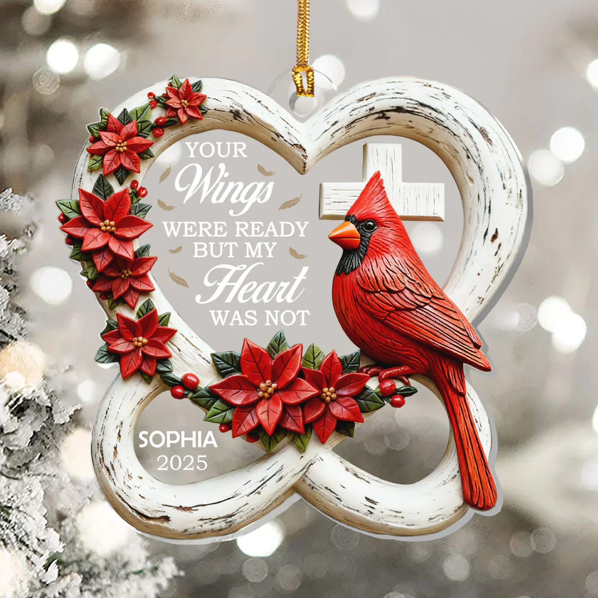 Your Wings Were Ready But My Heart Was Not - Personalized 1-Layer Acrylic Ornament - Image 5