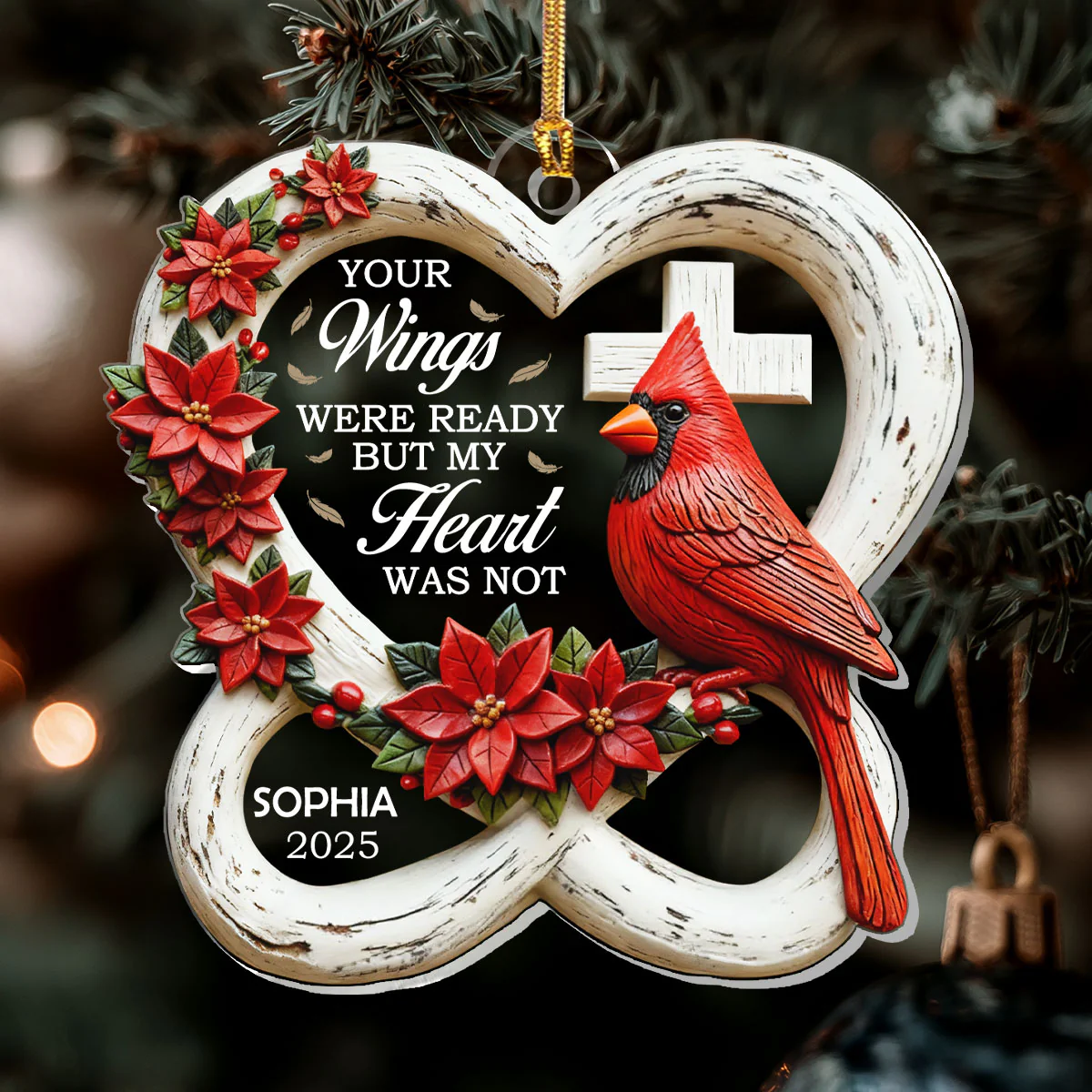 Your Wings Were Ready But My Heart Was Not - Personalized 1-Layer Acrylic Ornament - Image 6