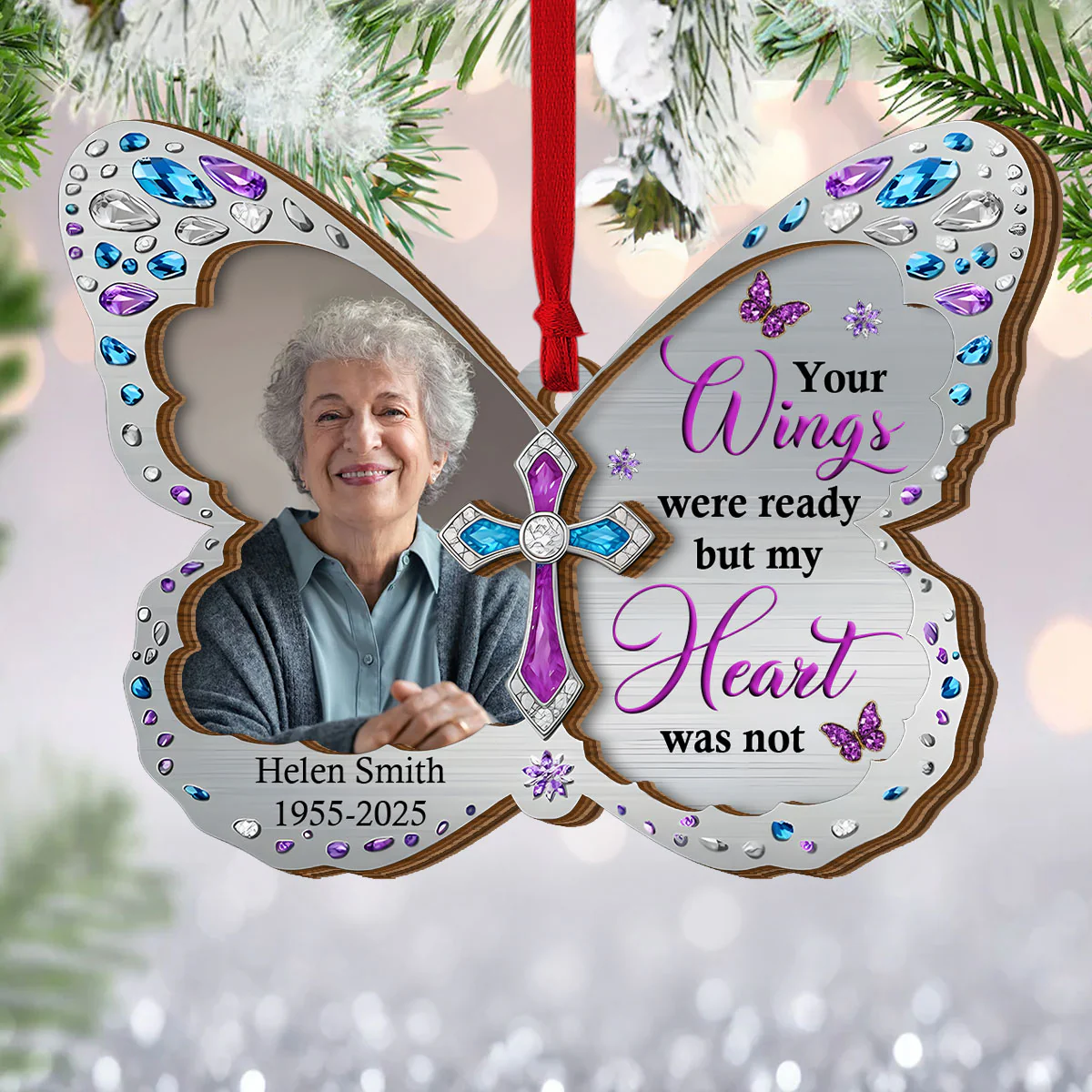 Your Wings Were Ready But My Heart Was Not - Personalized 2-Layered Wooden Ornament