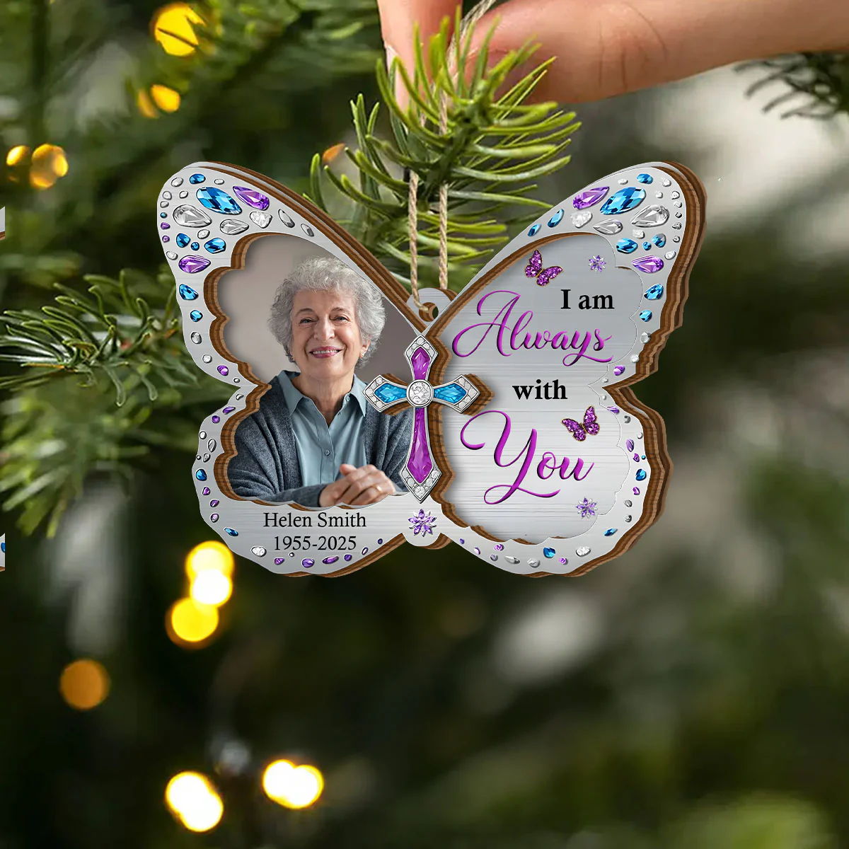 Your Wings Were Ready But My Heart Was Not - Personalized 2-Layered Wooden Ornament - Image 2