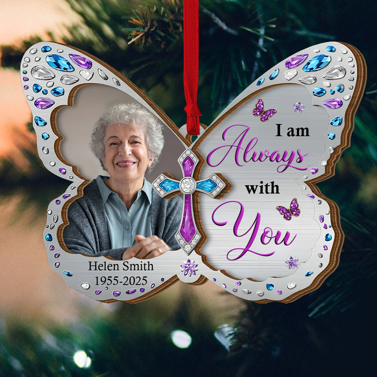 Your Wings Were Ready But My Heart Was Not - Personalized 2-Layered Wooden Ornament - Image 5
