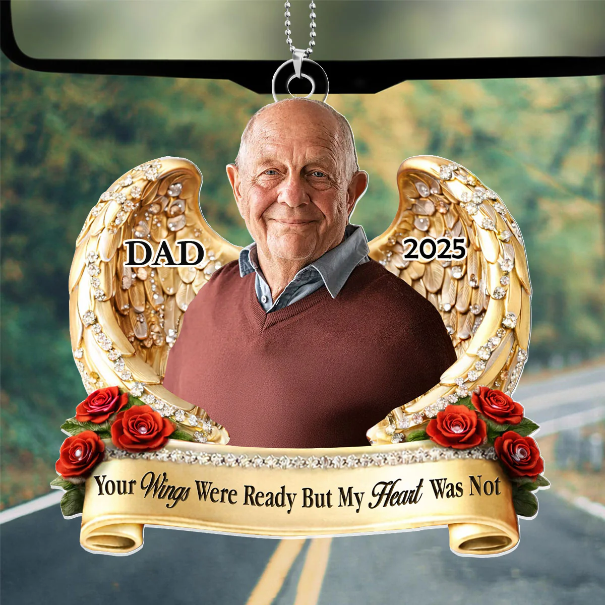 Your Wings Were Ready But My Heart Was Not - Personalized Car Acrylic Hanging Ornament - Image 2